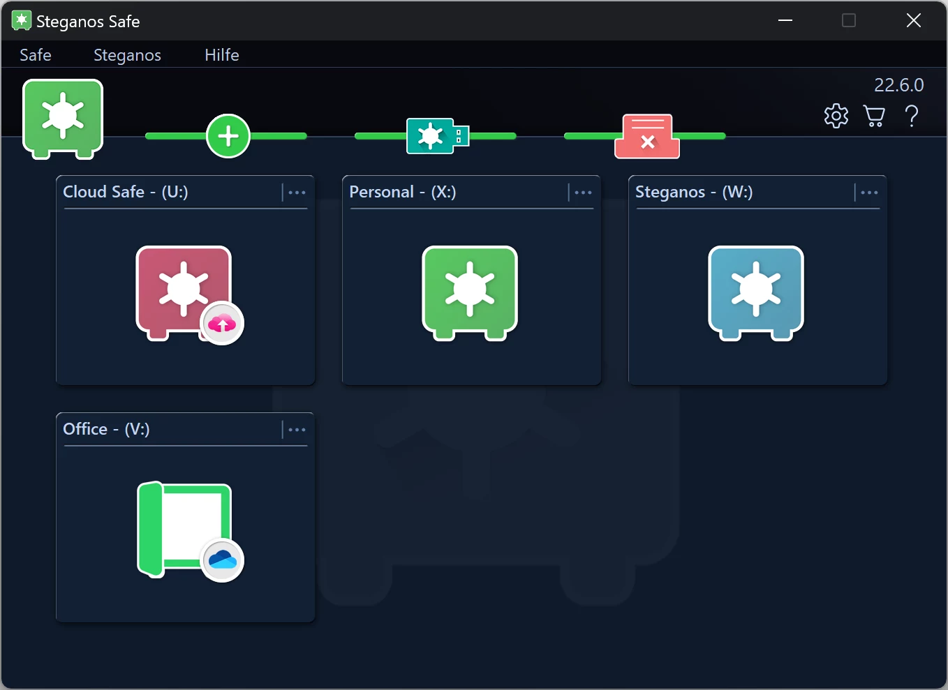 Steganos Data Safe in modalità scura