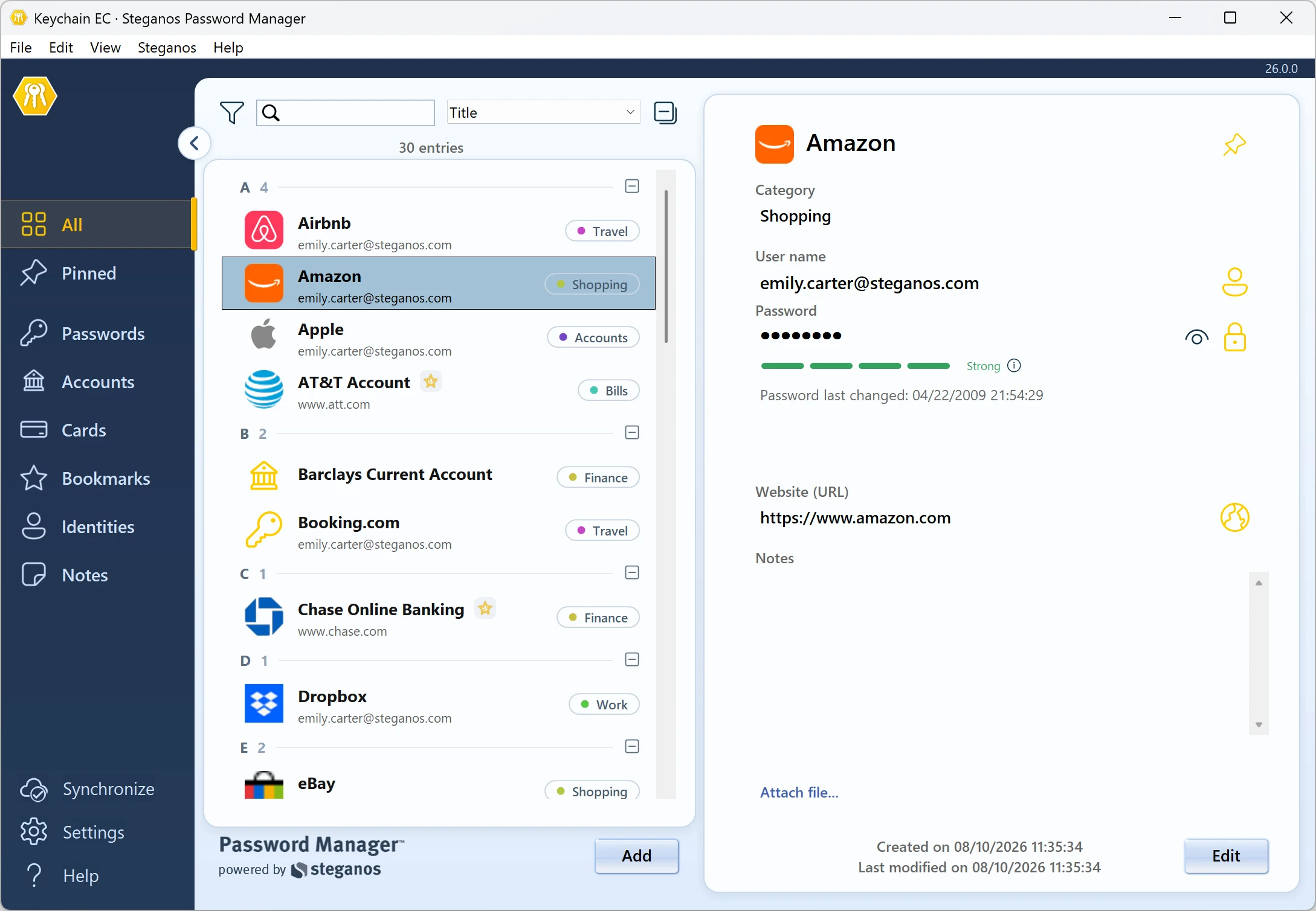 Steganos Password Manager no Windows